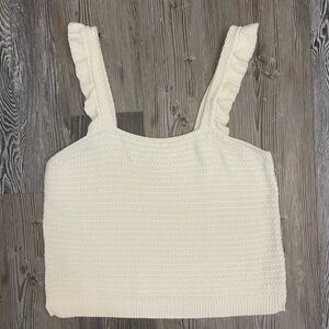 Madewell Cream Ruffle Strap Knit Tank